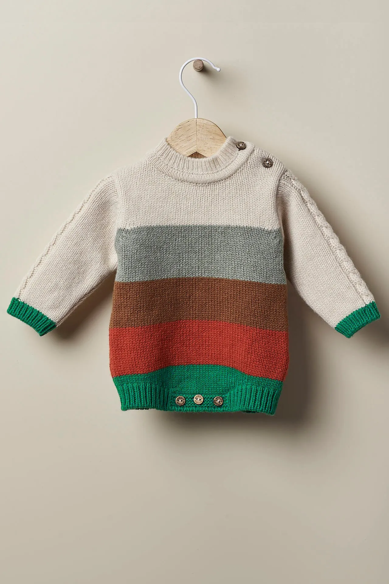 "Pedro" Beige & Green Stripe Cashmere Knit Outfit
