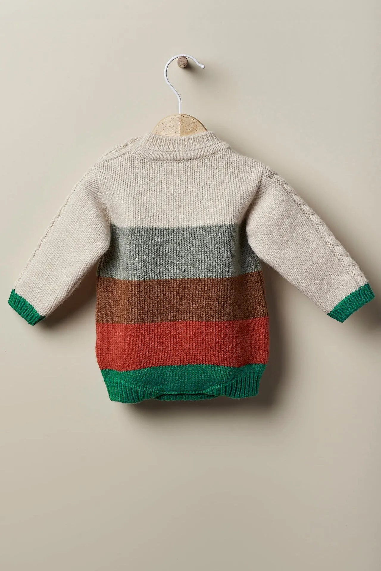"Pedro" Beige & Green Stripe Cashmere Knit Outfit