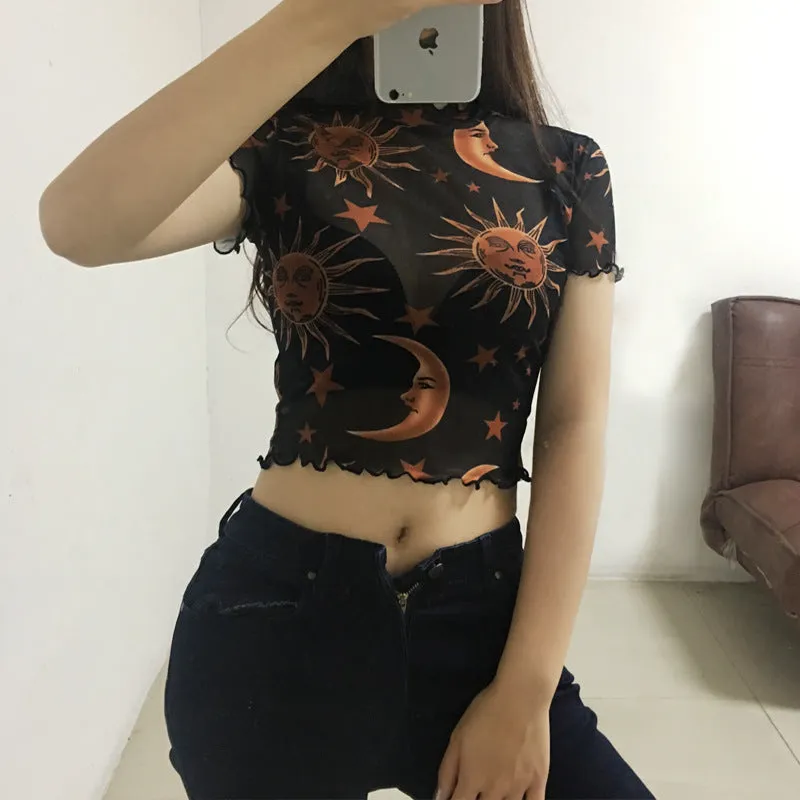 "SUN MOON STAR " MESH T-SHIRT K052101