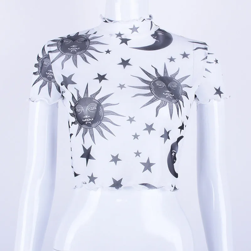 "SUN MOON STAR " MESH T-SHIRT K052101