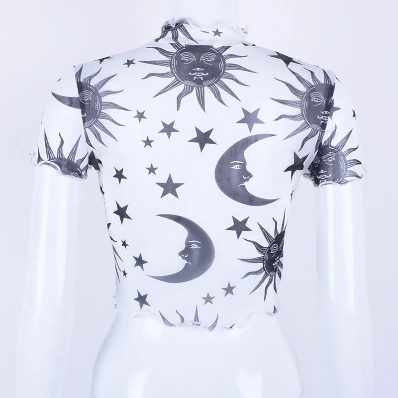 "SUN MOON STAR " MESH T-SHIRT K052101