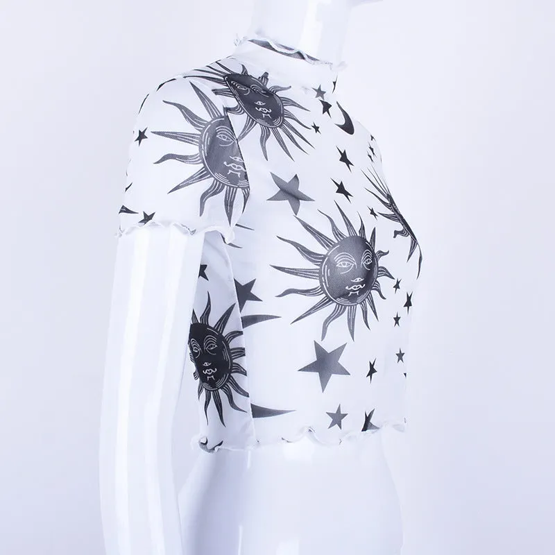 "SUN MOON STAR " MESH T-SHIRT K052101