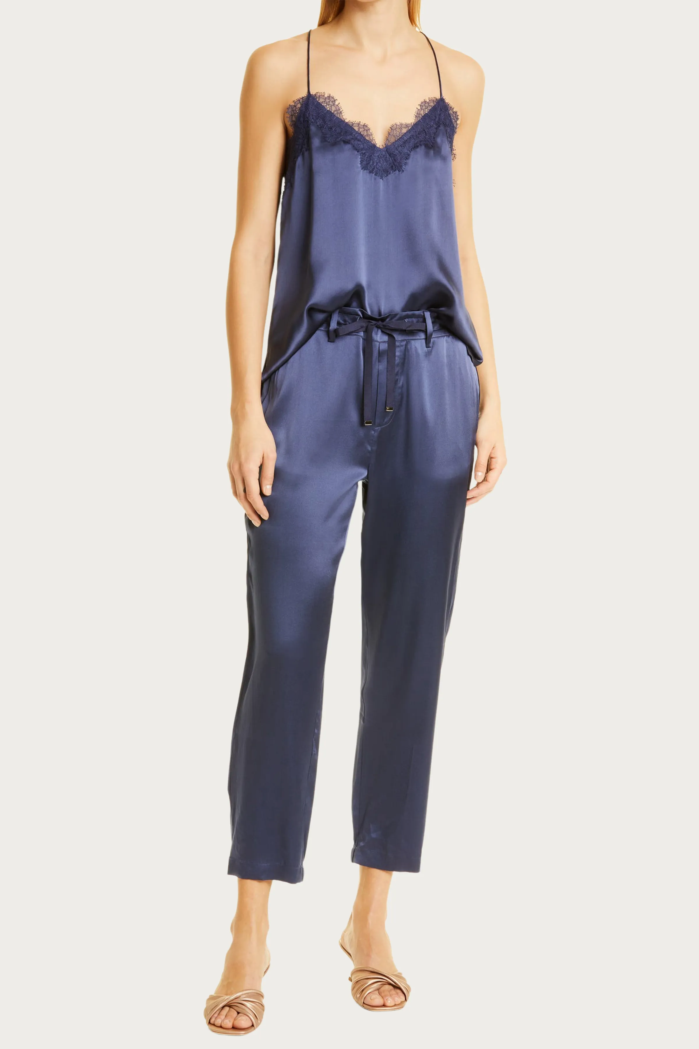 RACER LACE-TRIM SILK CAMISOLE