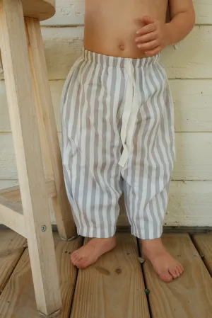 Rae Kids: Linen Drawstring Pants in Light Grey