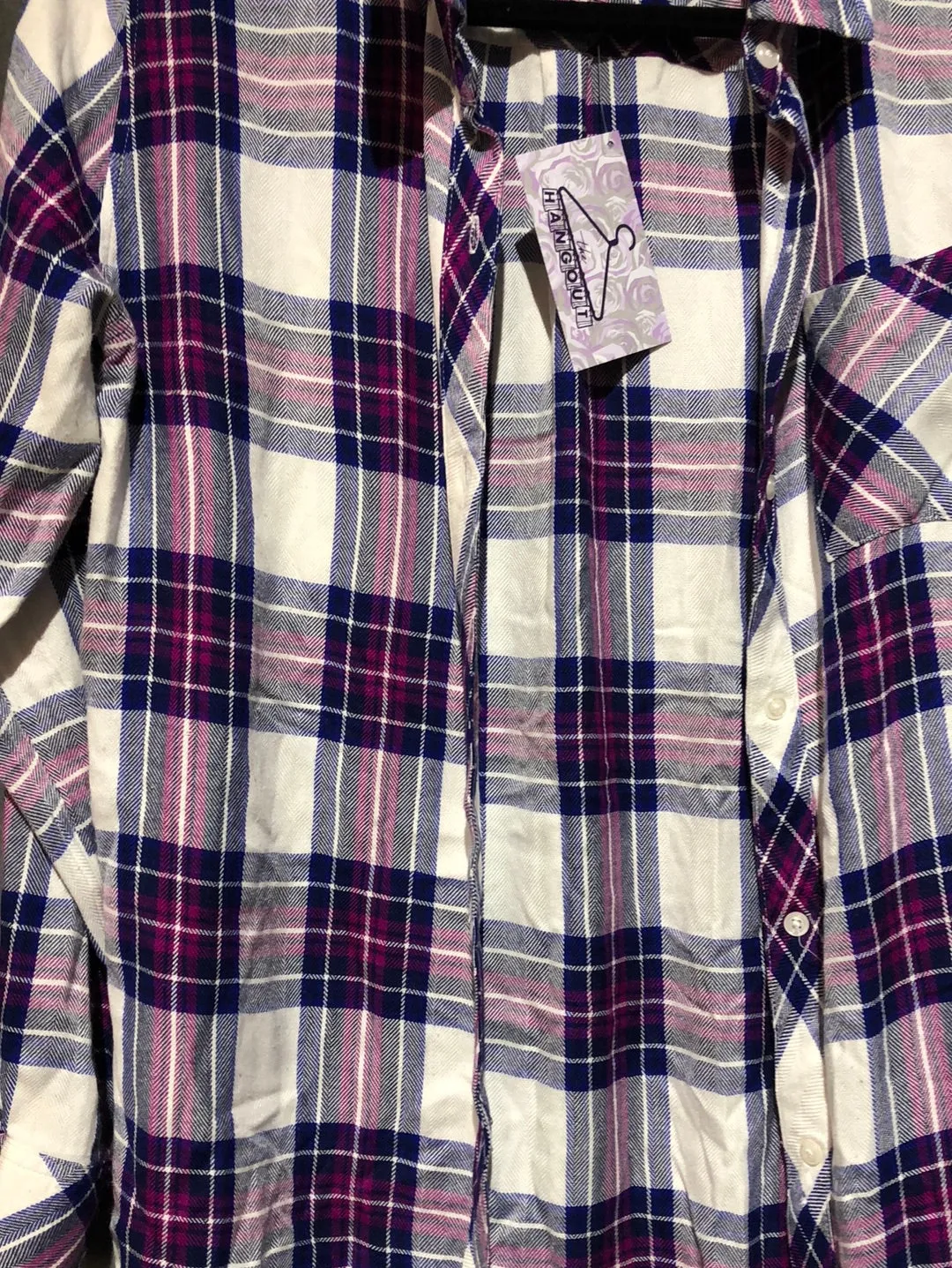 Rails Magenta White and Blue Plaid Flannel Button Down