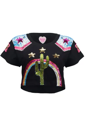 Rainbow Rodeo Crop Top (Black)