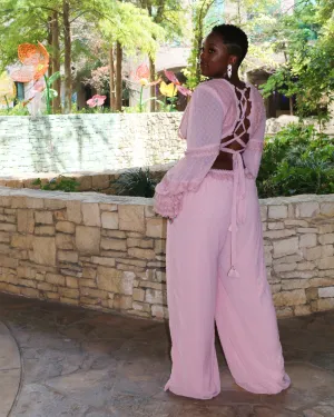 Raya| Plus Size V-neck jumpsuit with lace up closure
