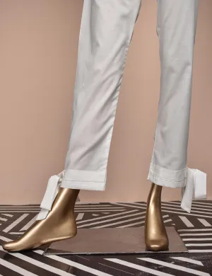 Ready To Wear Cotton Trouser With Bow Bottom - Chicsta (CT-10-White)