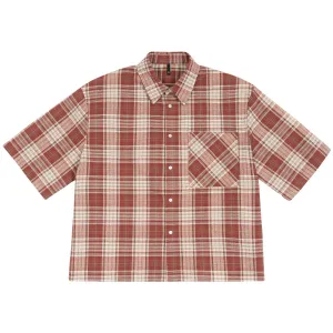 RECON GS2 Loose Plaid Short Sleeved Shirt ,American Vintage Style