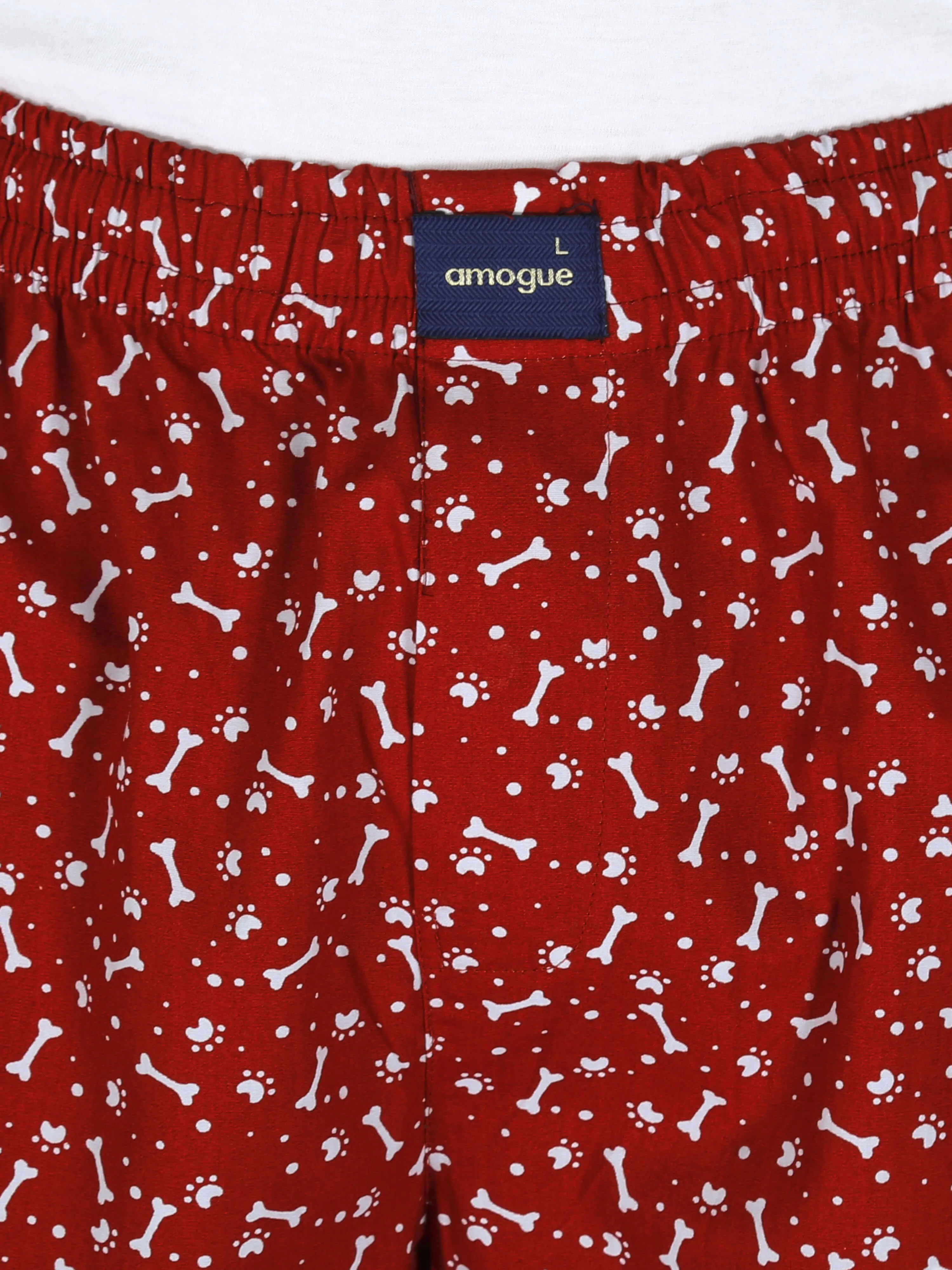 Red Bone Printed Cotton Pajamas For Men