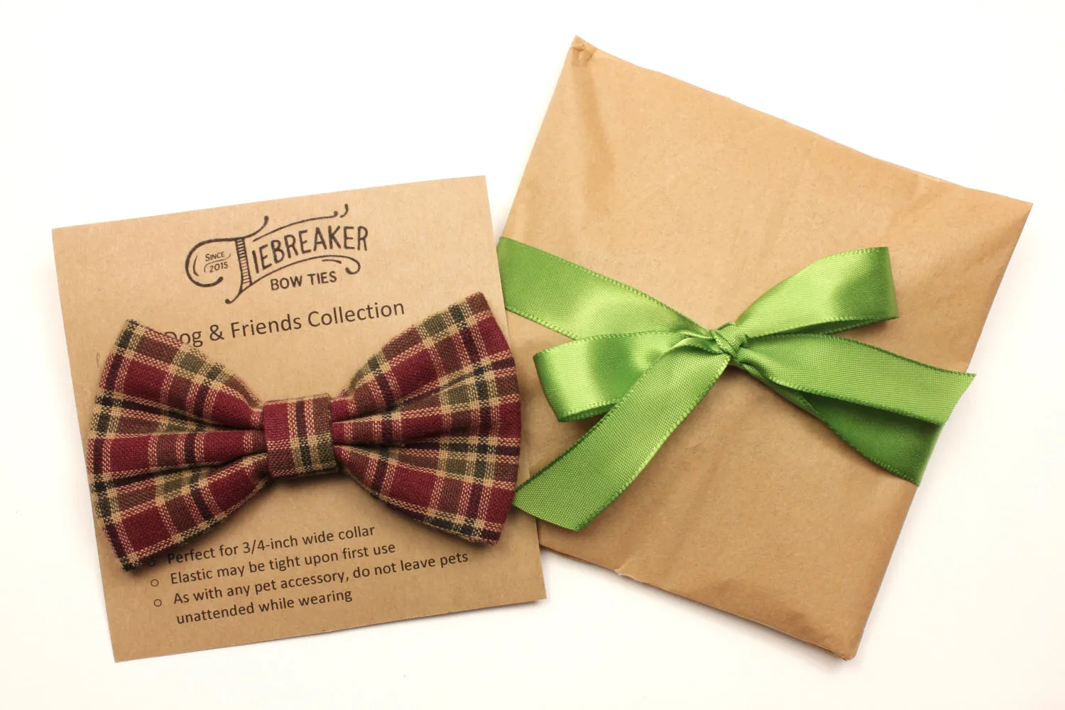 Red Plaid Dog Bow Tie
