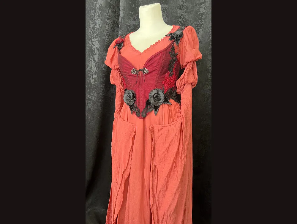 Red silk corset with Fantasy gown