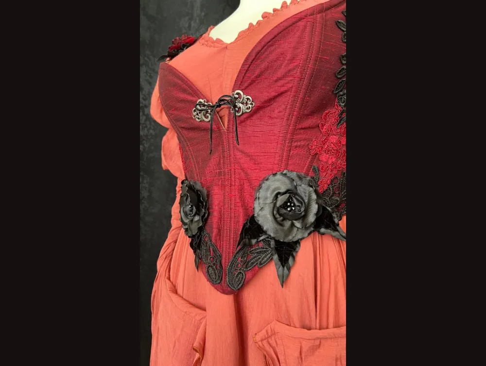 Red silk corset with Fantasy gown