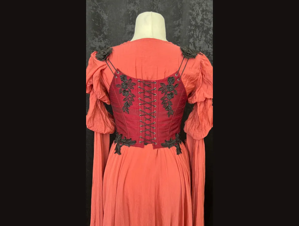 Red silk corset with Fantasy gown