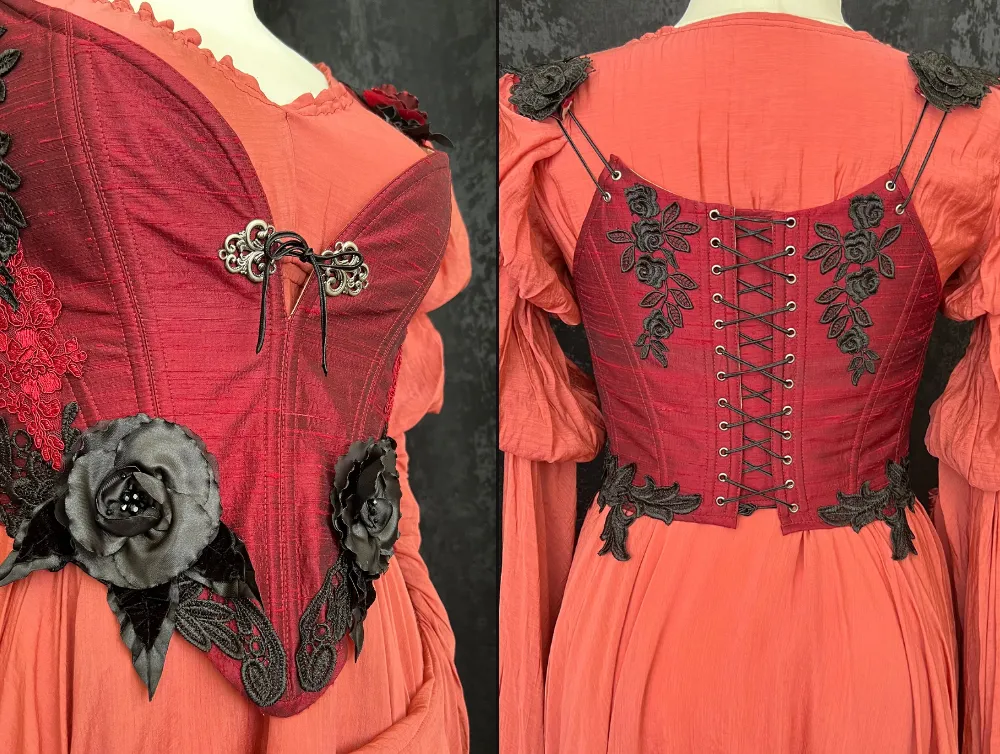 Red silk corset with Fantasy gown