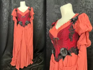 Red silk corset with Fantasy gown