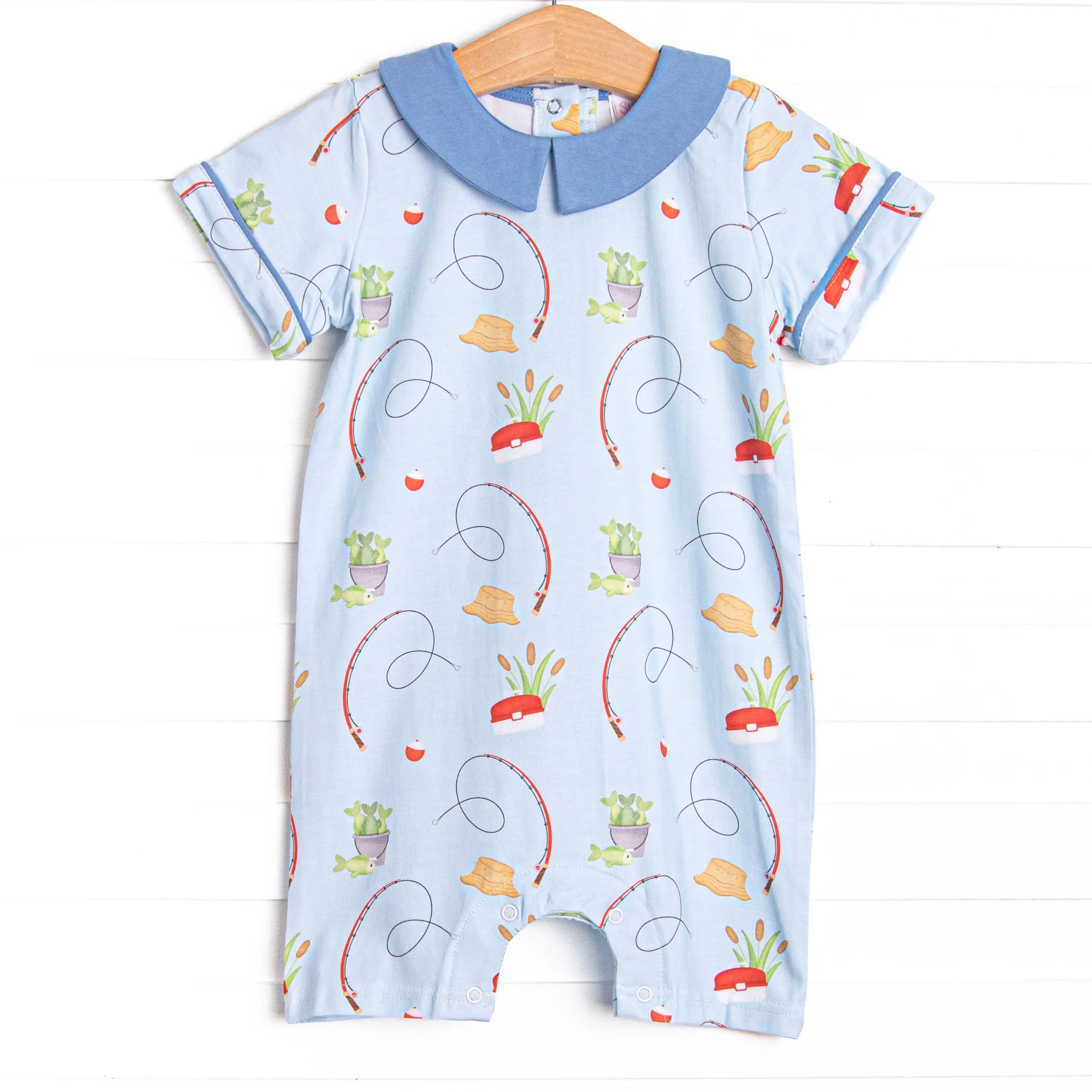 Reely Good Day Short Romper, Blue