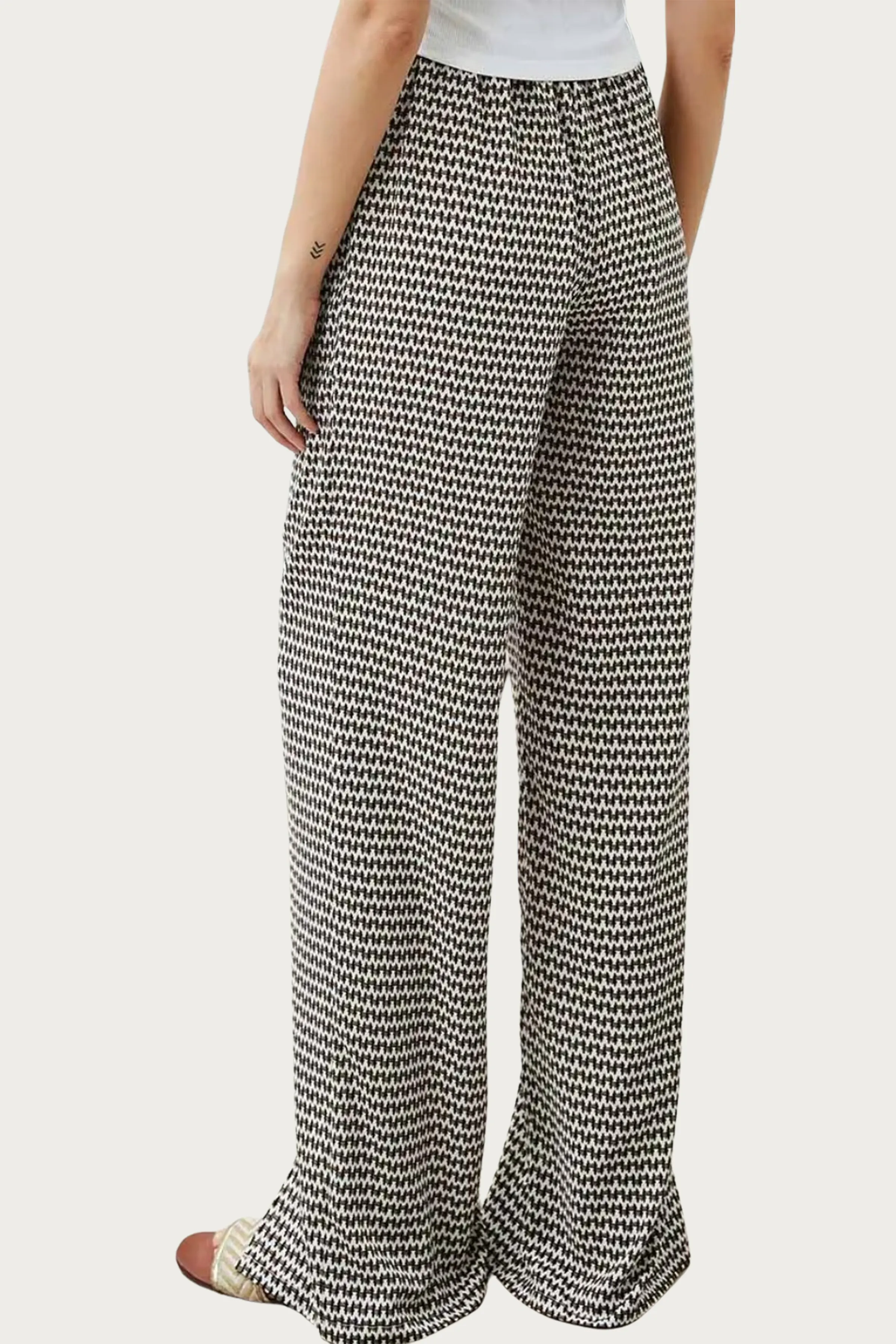 RELAXED SLIT-HEM PRINTED JERSEY PANTS