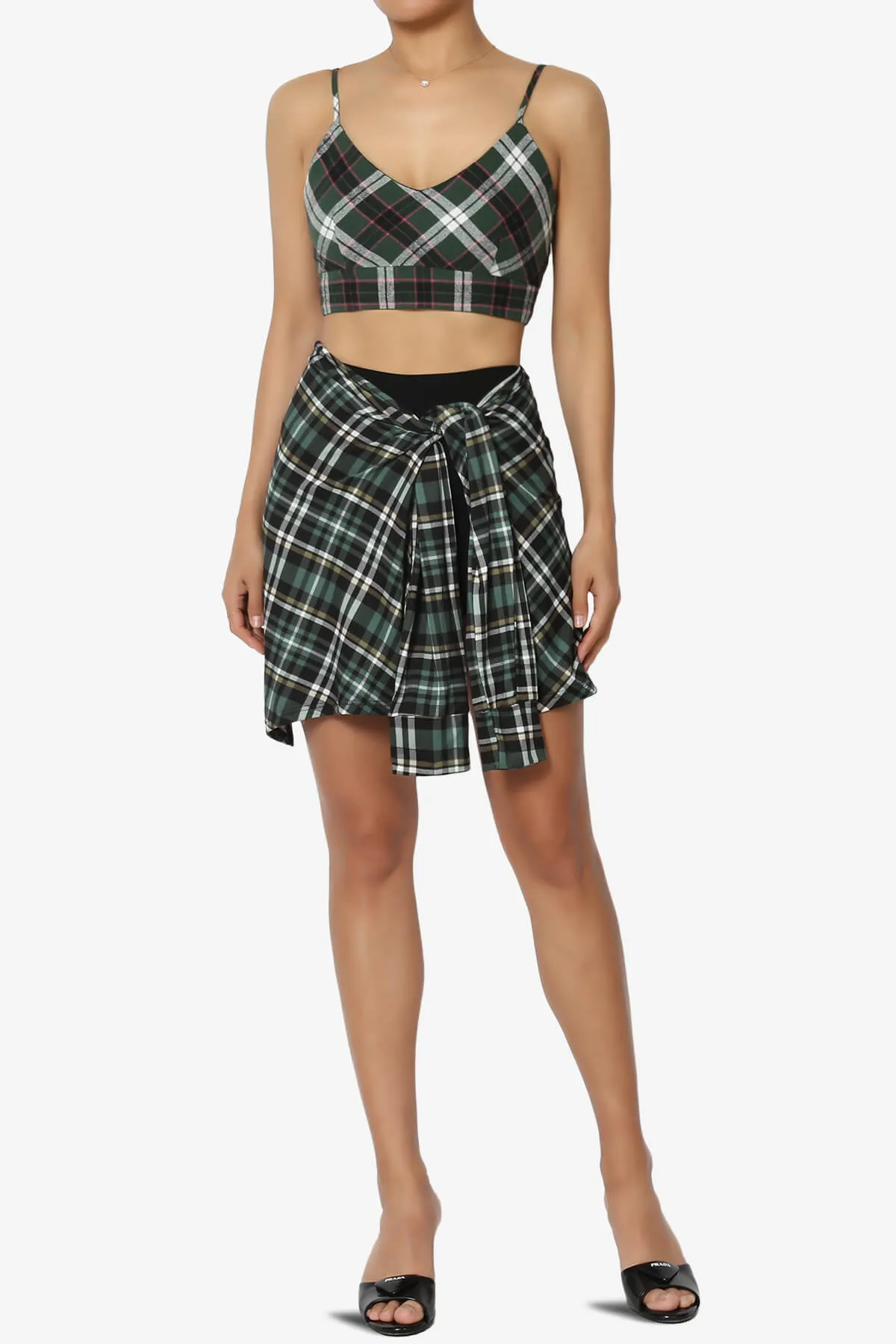 Remmi Cropped Plaid Cami Tank Top