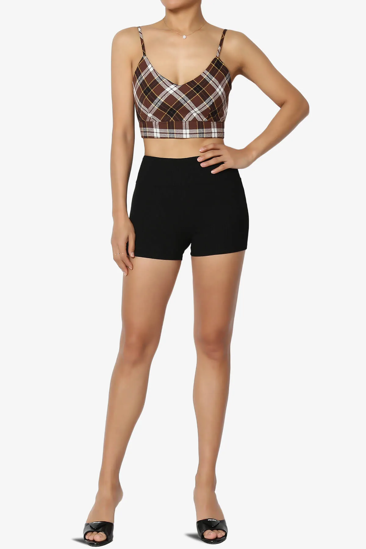 Remmi Cropped Plaid Cami Tank Top