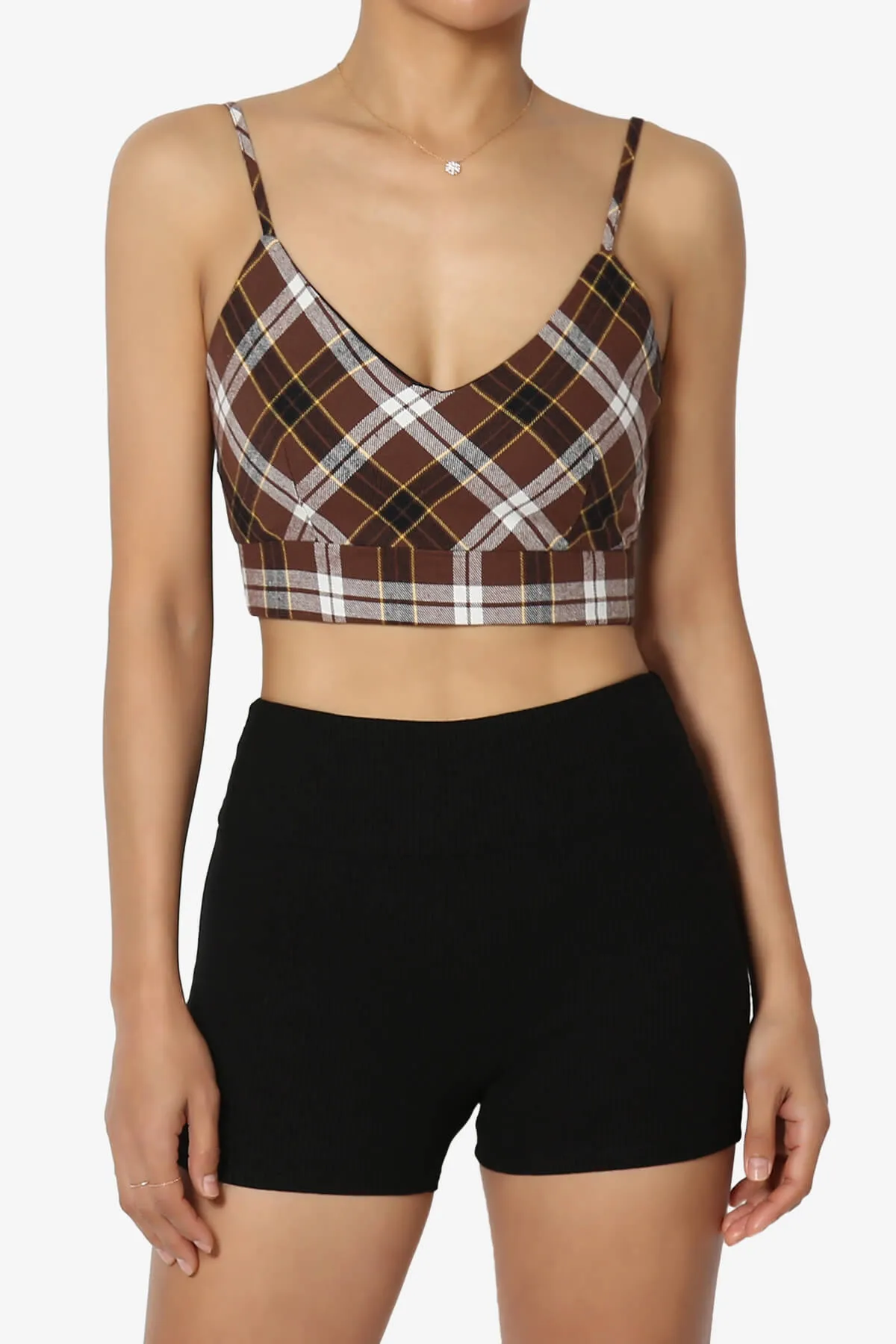 Remmi Cropped Plaid Cami Tank Top