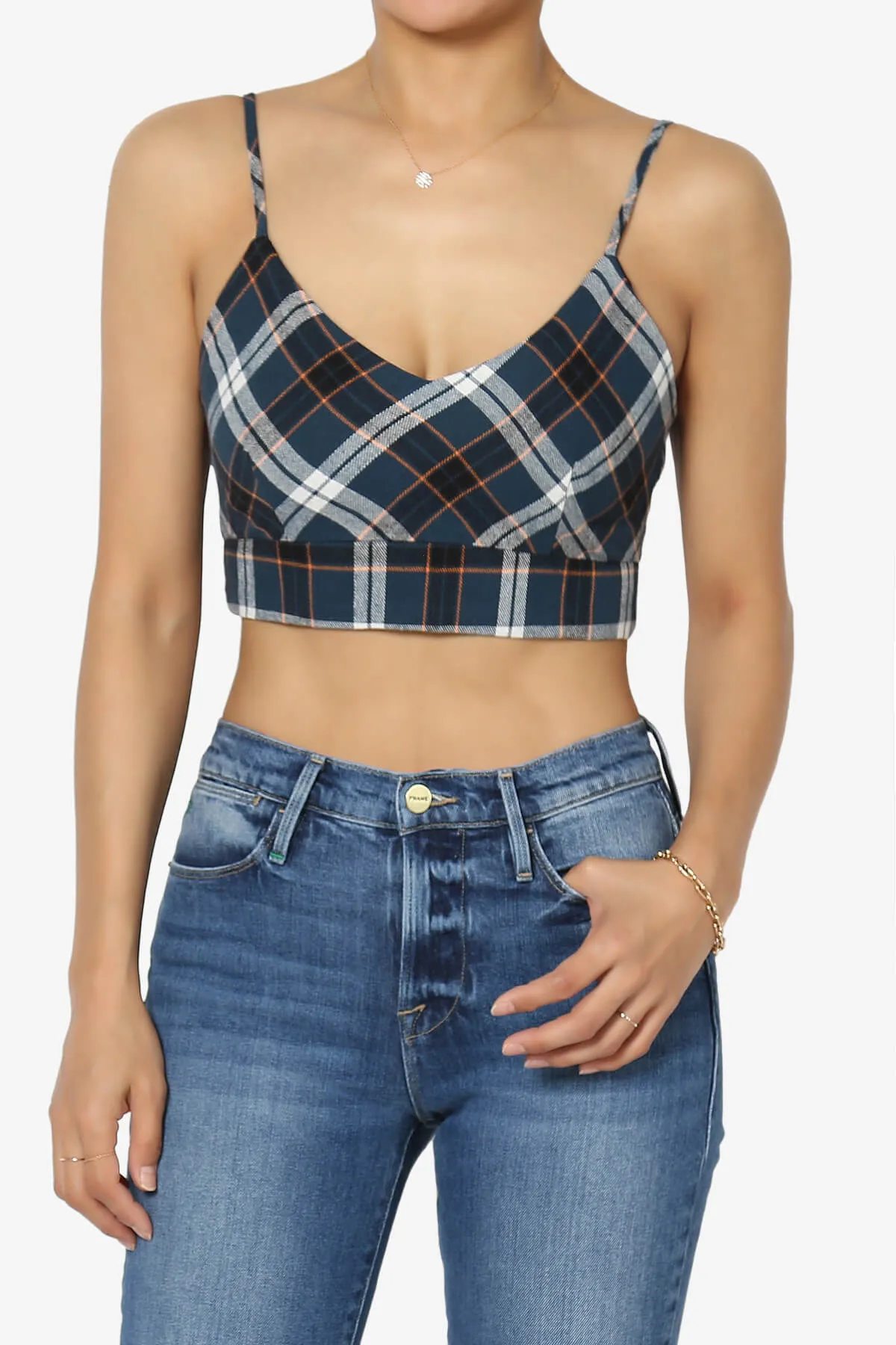 Remmi Cropped Plaid Cami Tank Top
