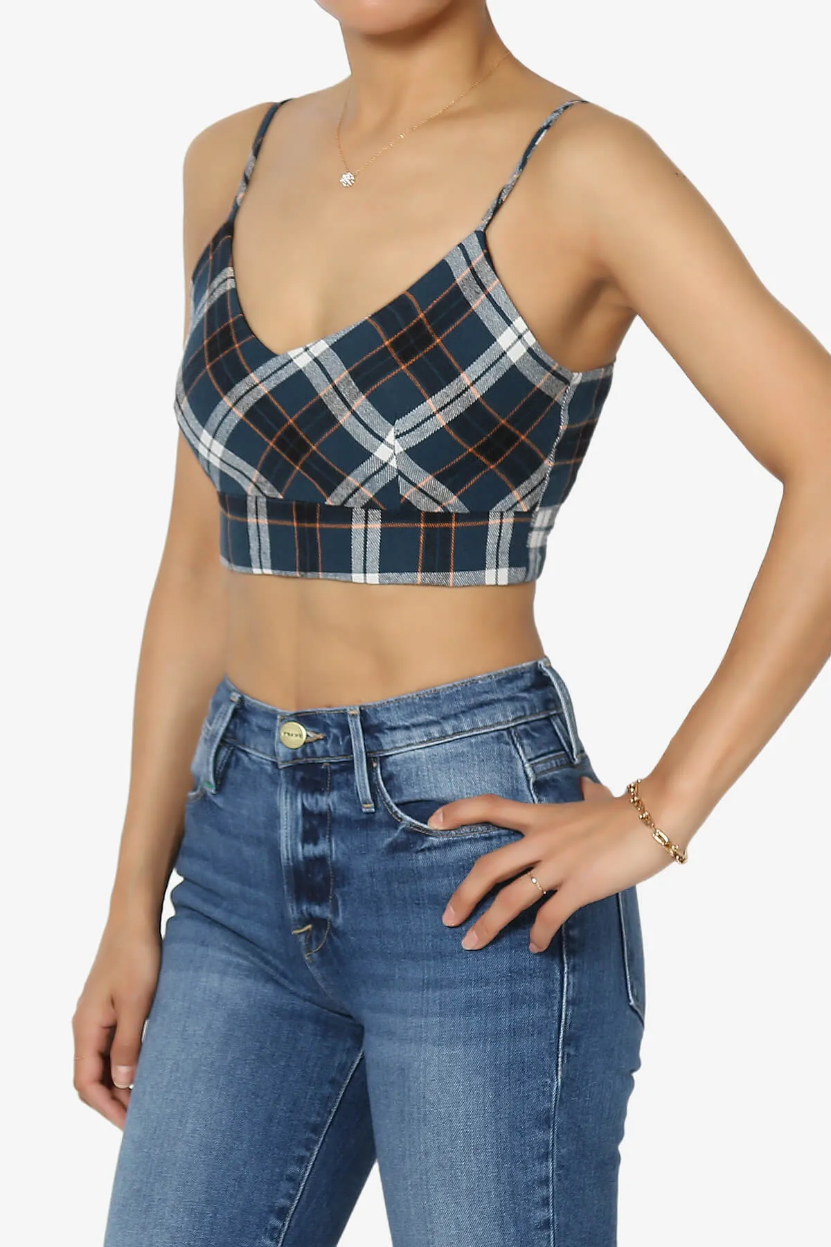 Remmi Cropped Plaid Cami Tank Top
