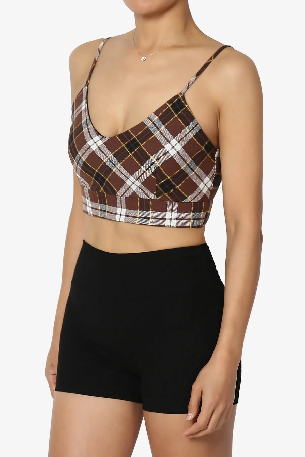 Remmi Cropped Plaid Cami Tank Top