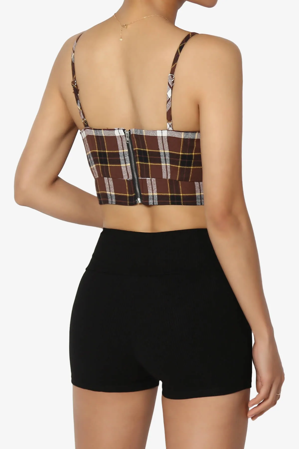 Remmi Cropped Plaid Cami Tank Top
