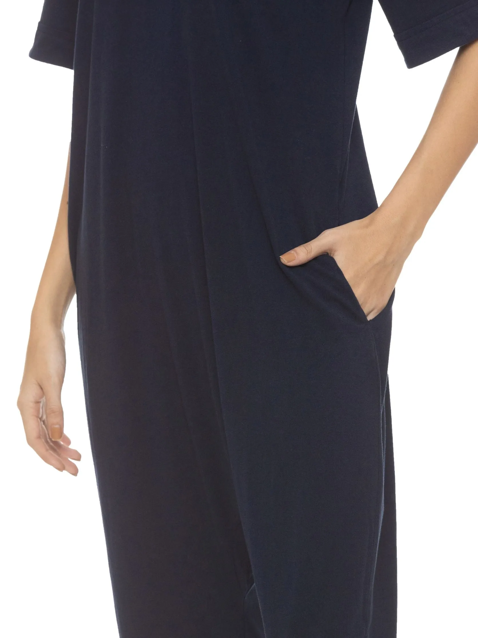 RESTORE LONG ROMPER WITH SHORT SLEEVE (NAVY)