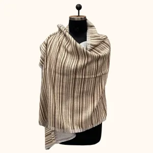 Reversible Ivory Stripe Shawl 188x73CM