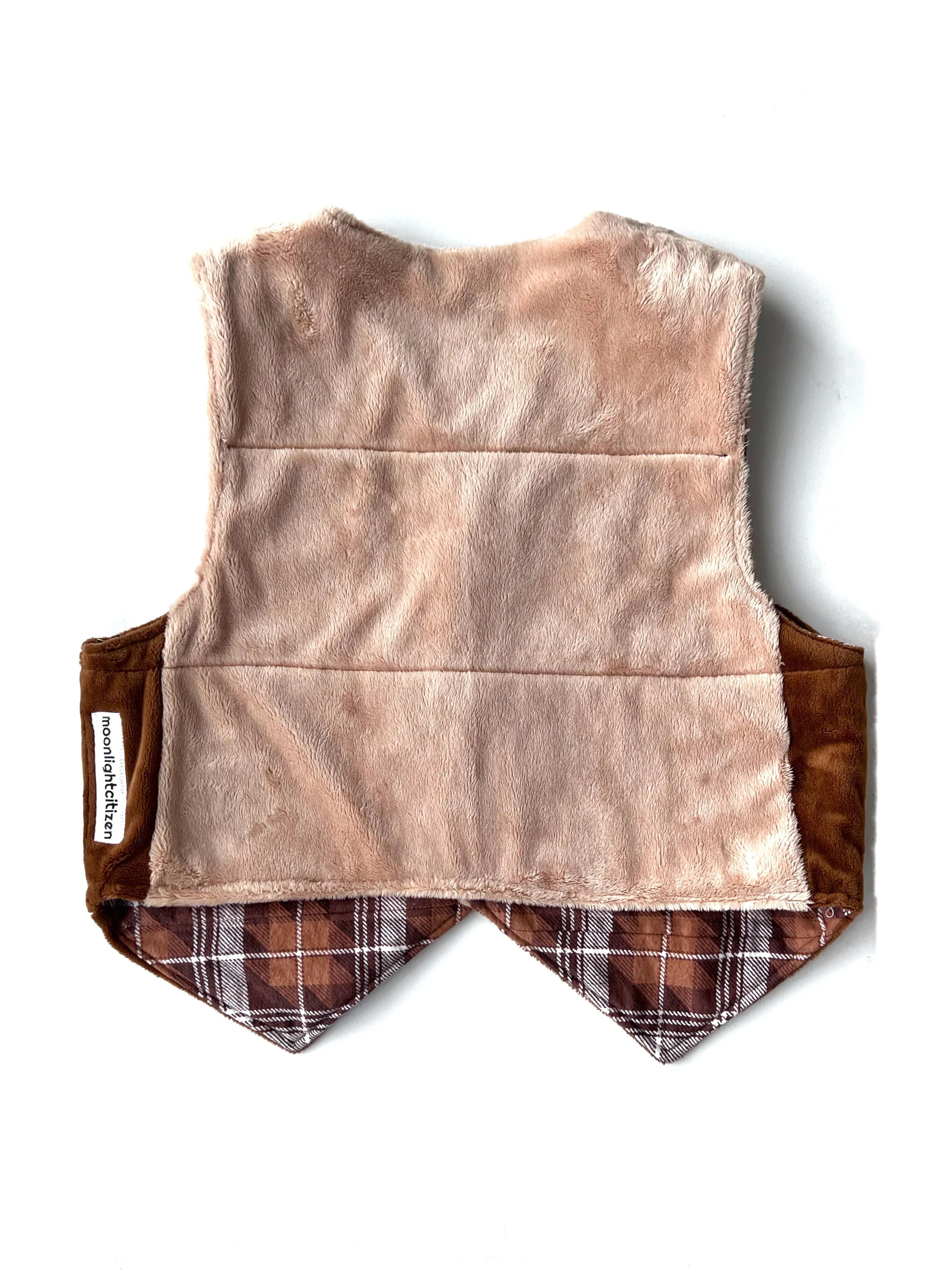 Reworked reversible crop mini plaid flannel teddy quilt puffer western vest with snap buttons size medium