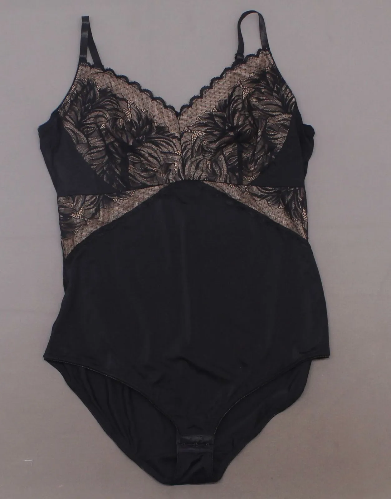 Rhonda Shear Women's Plus Size Lace Bodice Adjustable Strap Bodysuit