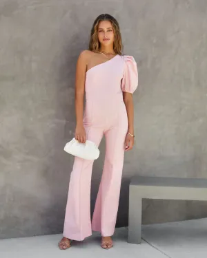 Robynn Cotton One Shoulder Flare Jumpsuit