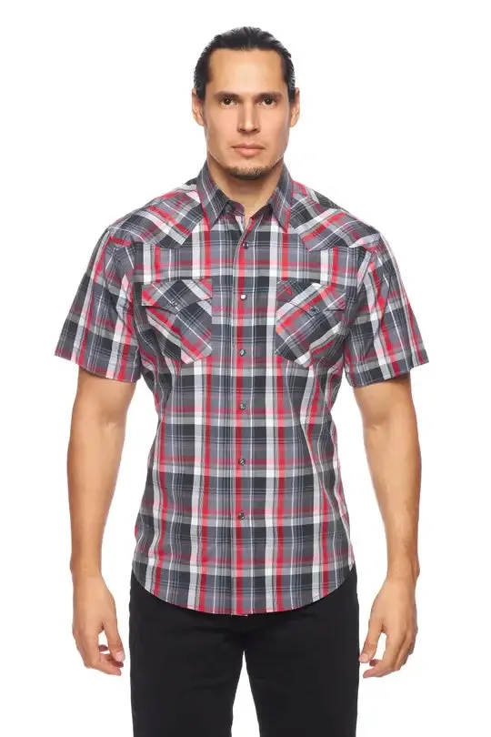 RODEO CLOTHING MEN'S PLAID SHORT SLEEVE SNAP PS400S-402