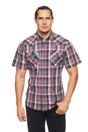 RODEO CLOTHING MEN'S PLAID SHORT SLEEVE SNAP PS400S-402