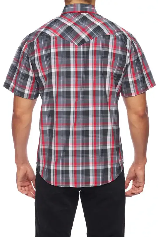 RODEO CLOTHING MEN'S PLAID SHORT SLEEVE SNAP PS400S-402