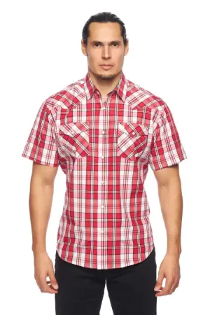 RODEO CLOTHING MEN'S PLAID SHORT SLEEVE SNAP PS400S-411