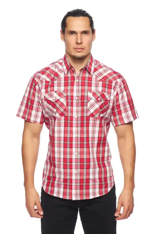 RODEO CLOTHING MEN'S PLAID SHORT SLEEVE SNAP PS400S-411