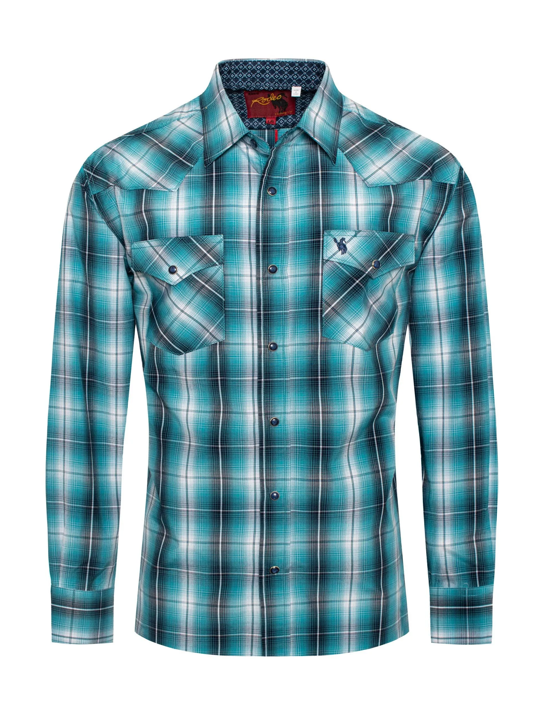 Rodeo Clothing Men's Western Long Sleeve Plaid Shirts With Snap Buttons PS400L-412