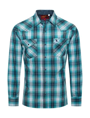 Rodeo Clothing Men's Western Long Sleeve Plaid Shirts With Snap Buttons PS400L-412