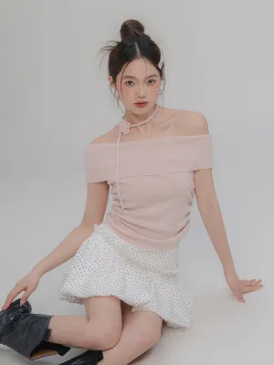 Rosette Off-Shoulder Knit Top