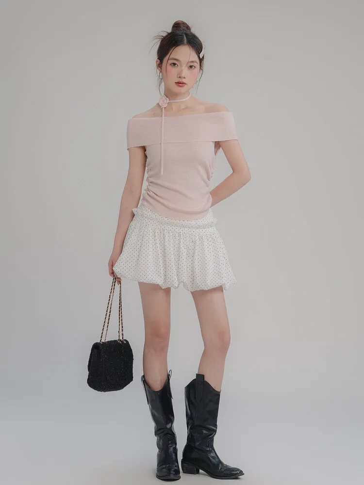 Rosette Off-Shoulder Knit Top