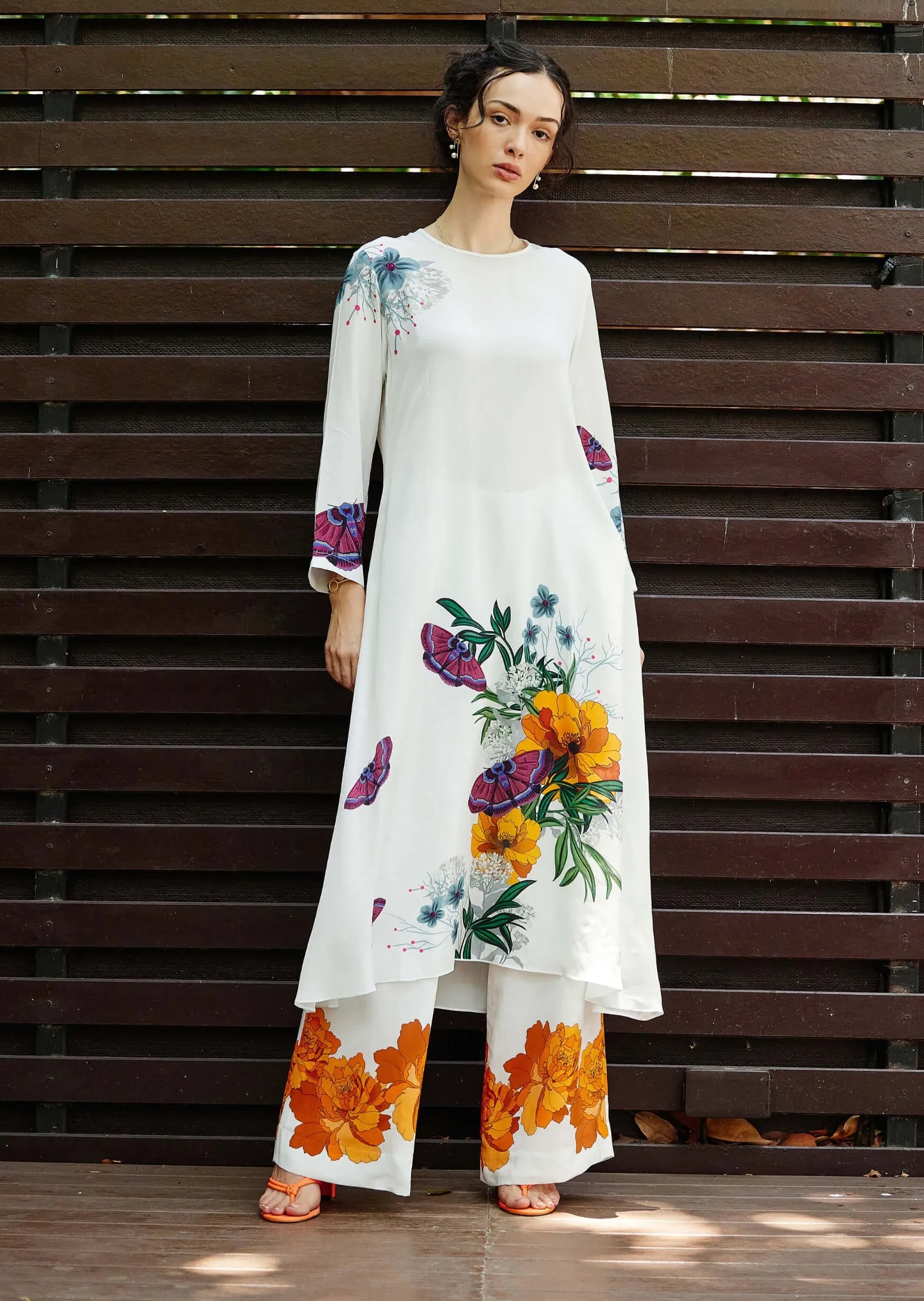 Rosette printed kurta and pants