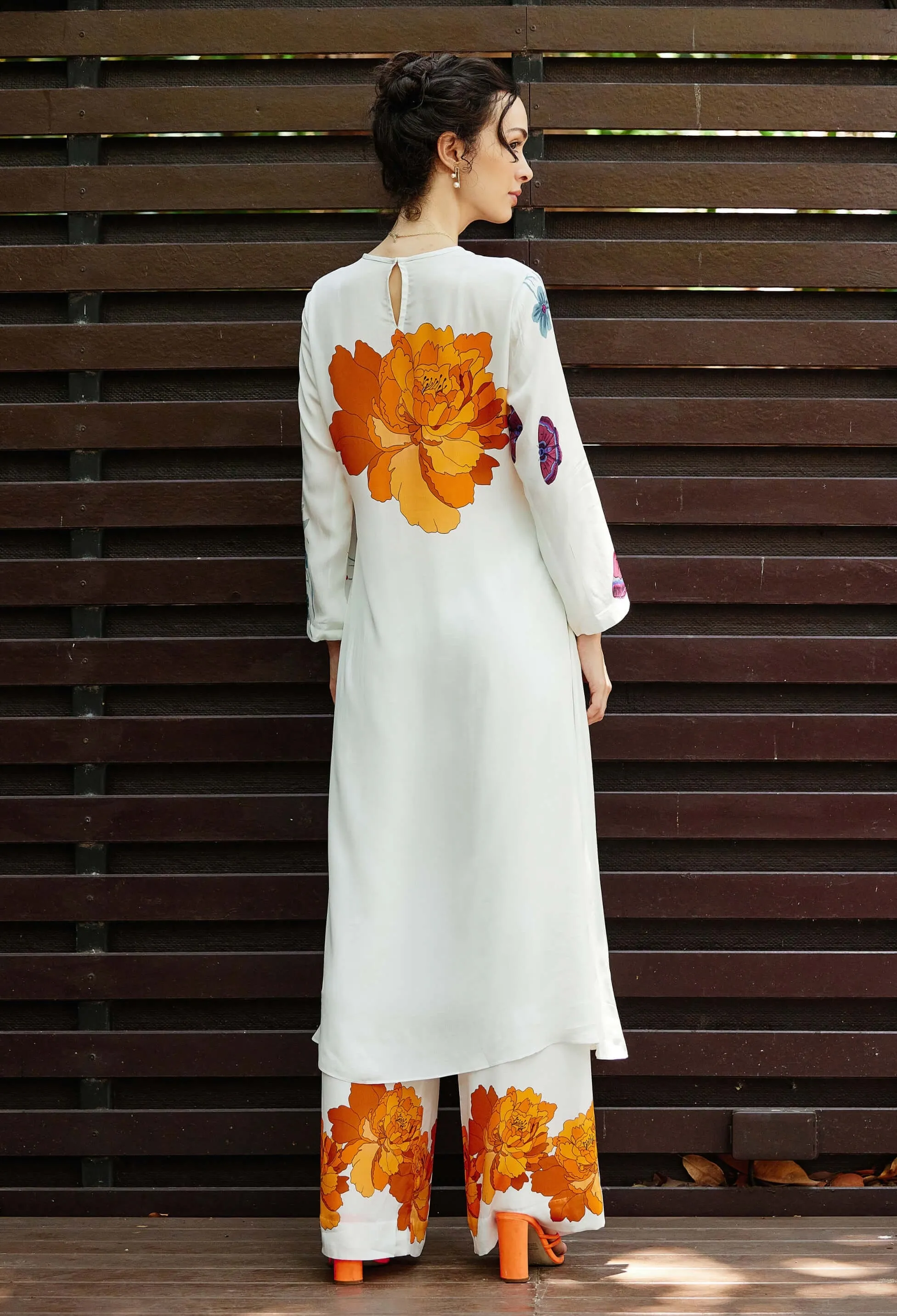 Rosette printed kurta and pants