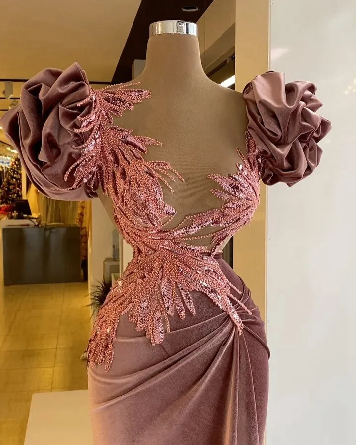 Ruffles Mermaid Sequins Long Women Plus Size Pageant  Prom Gowns