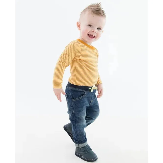 RuggedButts Tiny Honey Stripe Knit Long Sleeve Bodysuit