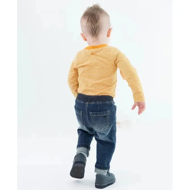 RuggedButts Tiny Honey Stripe Knit Long Sleeve Bodysuit