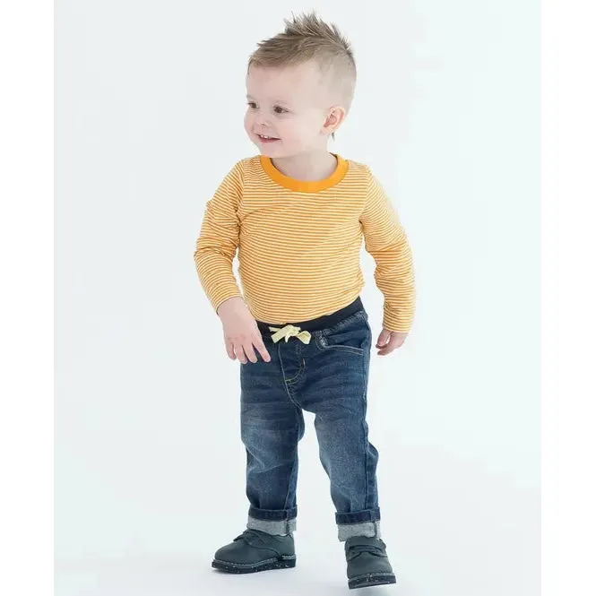 RuggedButts Tiny Honey Stripe Knit Long Sleeve Bodysuit