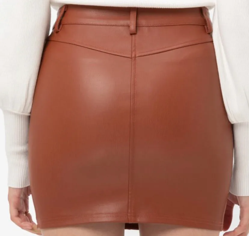 Rust leather mini skirt